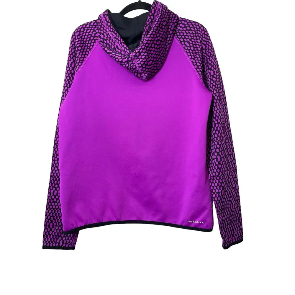 Nike Just Do It Sweatshirt Hoodie Purple Small Womens Polka Dot Thema-Fit
